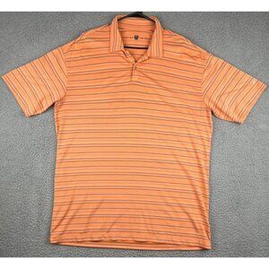 Nike Golf Polo Shirt Mens Size XXL 2x Orange with Stripes Short Sleeve Logo